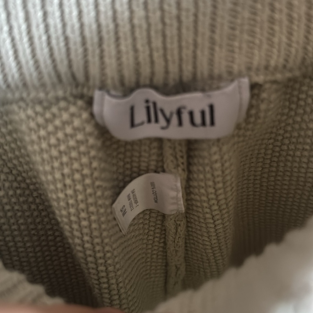 Lilyful Womens Small Cream Colored Knit Comfy Casual 100% Cotton Lounge Shorts - Picture 4 of 5